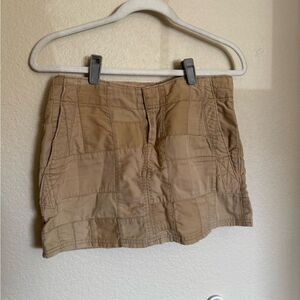 Vintage Y2K American Eagle Earthy Patchwork Mini Skirt Sz 2 in Tan‎